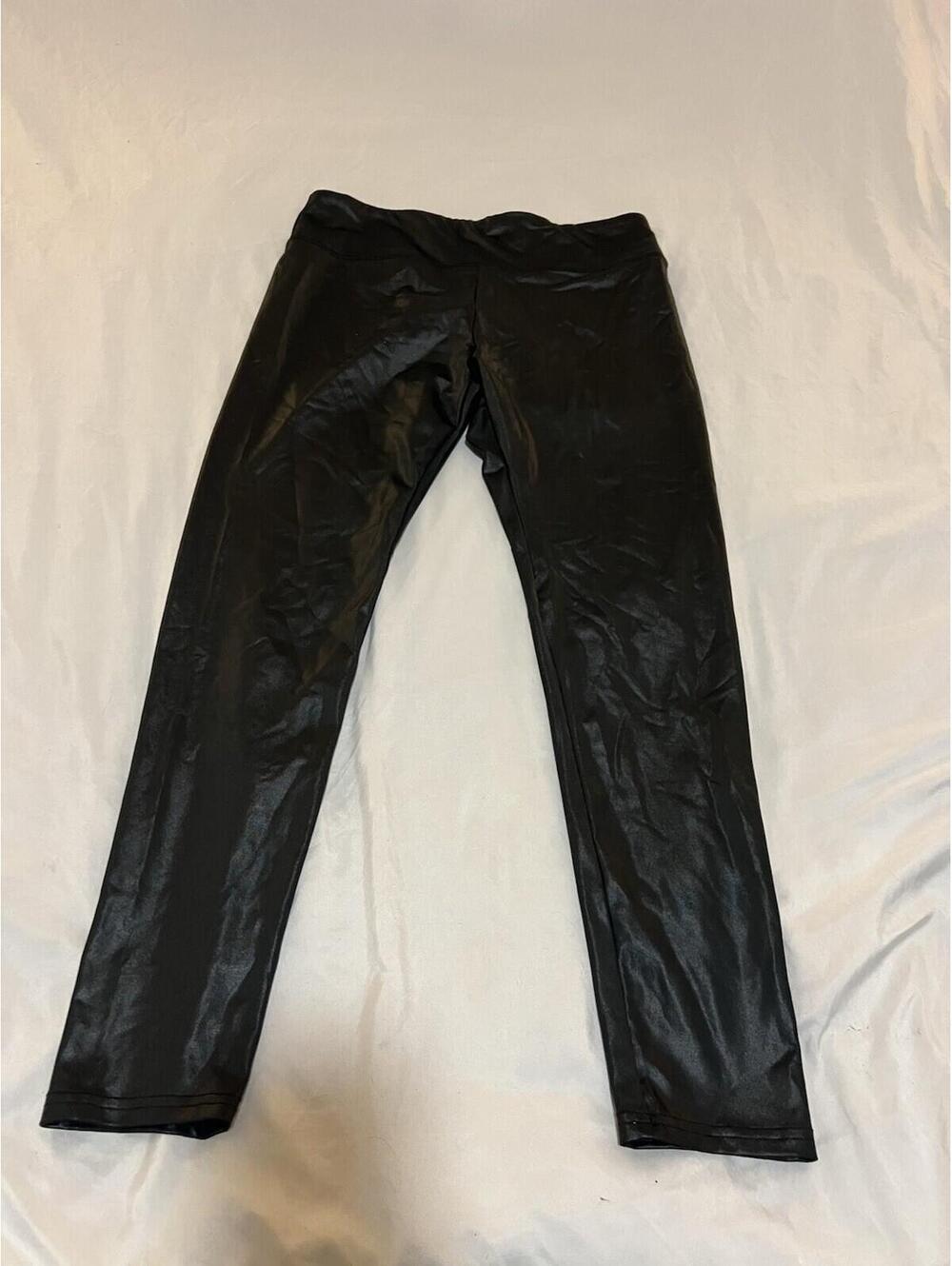Wild Fable Women's Leggings Black Shiny Faux Leather Look Stretch Size Large 150